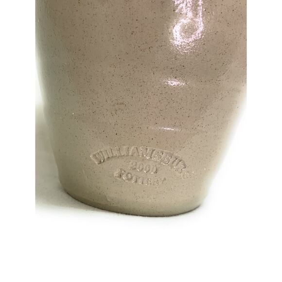 Vtg Williamsburg Pottery Factory Salt Glazed Pitcher Blue 2 Floral 7 1/2" Tall - Picture 9 of 10